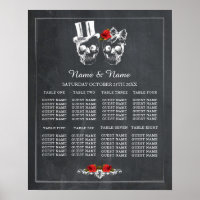 Skull Red Rose 8 Table Plan Wedding Poster Seating