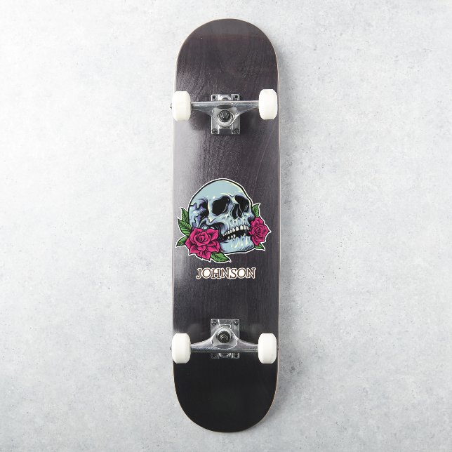 Skull Red Roses Modern Gothic (Skateboard)