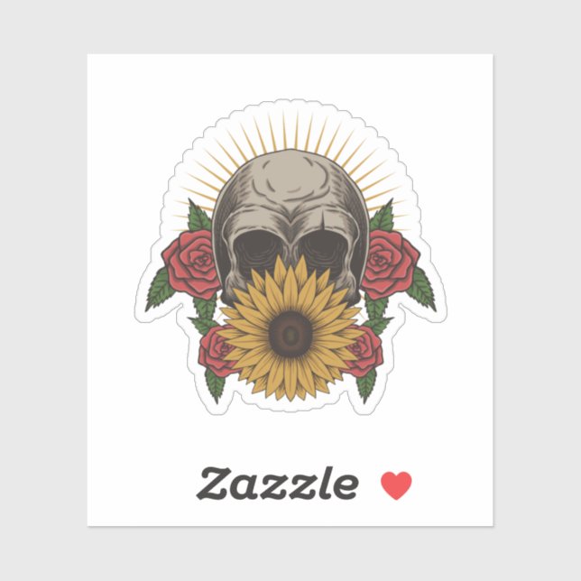 Skull Red Roses Sunflower (Sheet)