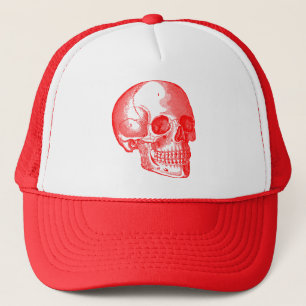 Skull - Red Trucker Hat