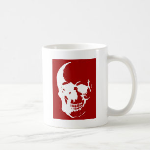 Skull - Red & White Metal Fantasy Art Coffee Mug