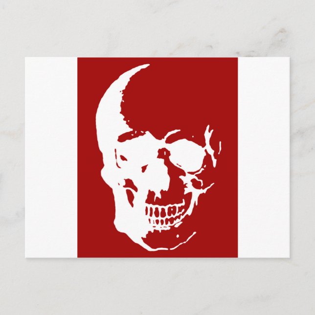 Skull - Red & White Metal Fantasy Art Postcard (Front)