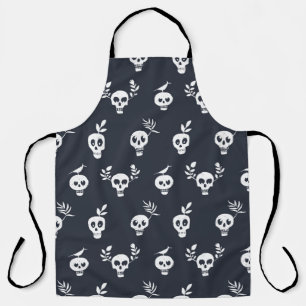 Skull regular polka dot pattern with plants and bi apron