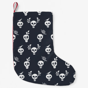 Skull regular polka dot pattern with plants and bi small christmas stocking