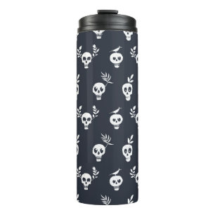 Skull regular polka dot pattern with plants and bi thermal tumbler