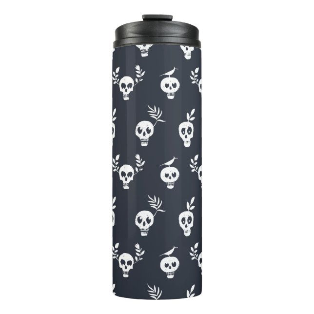 Skull regular polka dot pattern with plants and bi thermal tumbler (Front)