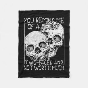 Skull remind of a penny happy halloween spooky fleece blanket