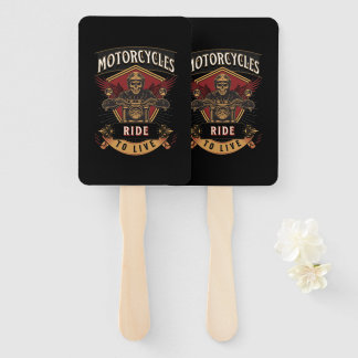 Skull Ride Motorcycles, Ride To Live Hand Fan