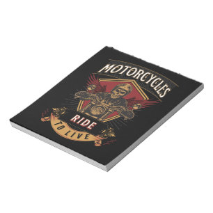 Skull Ride Motorcycles, Ride To Live Notepad