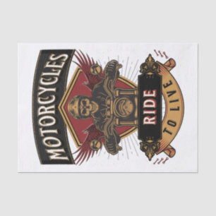 Skull Ride Motorcycles, Ride To Live Tissue Paper