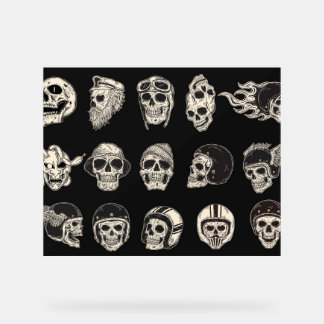 Skull Rider Helmet Head Acrylic Sign