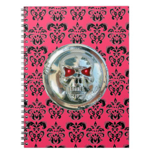 SKULL RIDERS DAMASK black white pink Notebook