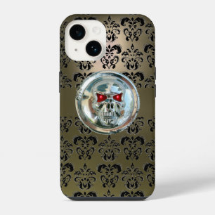 SKULL RIDERS GREY BLACK DAMASK iPhone 14 CASE