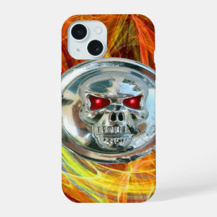 SKULL RIDERS METAL GREY Yellow Orange iPhone 15 Case