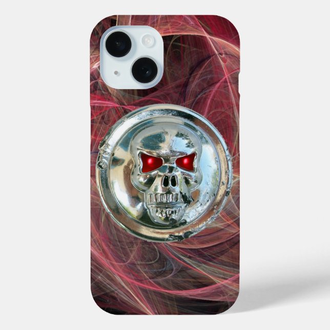 SKULL RIDERS Pink Metal Grey Fractal Swirls Case-Mate iPhone Case (Back)