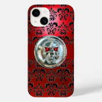 SKULL RIDERS RED BLACK DAMASK