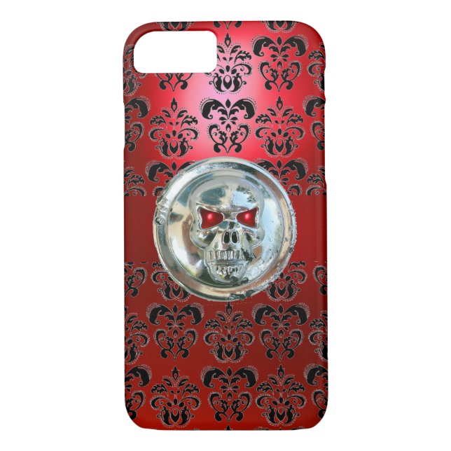 SKULL RIDERS RED BLACK DAMASK Case-Mate iPhone CASE (Back)