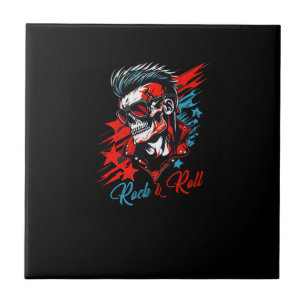 skull rock and roll art for tshirt ceramic tile