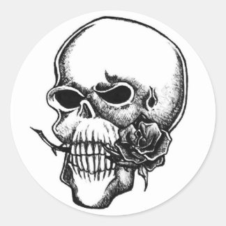 skull & rose004 copy classic round sticker