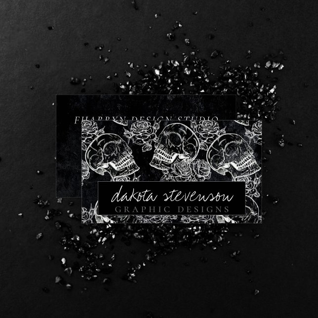 Skull Rose Chalk | Funky Gothic Grunge Branding Business Card (Creator Uploaded)