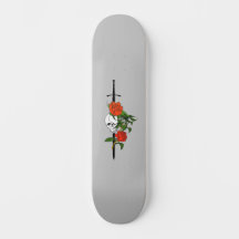 Skull Roses and Sword Skateboard Deck