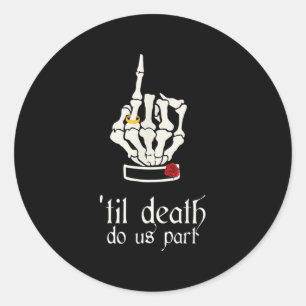 Skull Roses Gothic Goth Bride Groom His Wedding Ri Classic Round Sticker