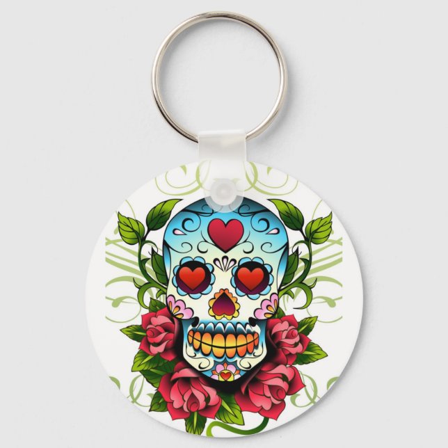 Skull Roses Key Ring (Front)