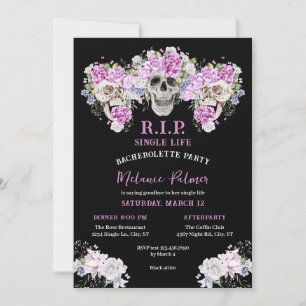 Skull & Roses R.I.P. Bachelorette Party Invitation
