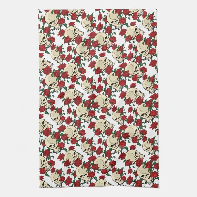 Skull & Roses Tea Towel (Vertical)