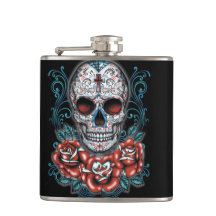 Skull & Roses Vinyl Wrapped Flask