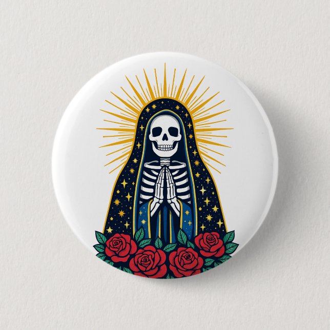 Skull Saint 6 Cm Round Badge (Front)