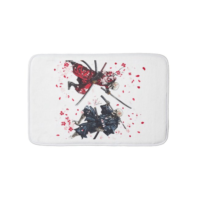 Skull Samurai Duel Bath Mat (Front)