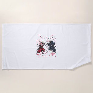 Skull Samurai Duel Beach Towel