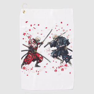 Skull Samurai Duel Golf Towel
