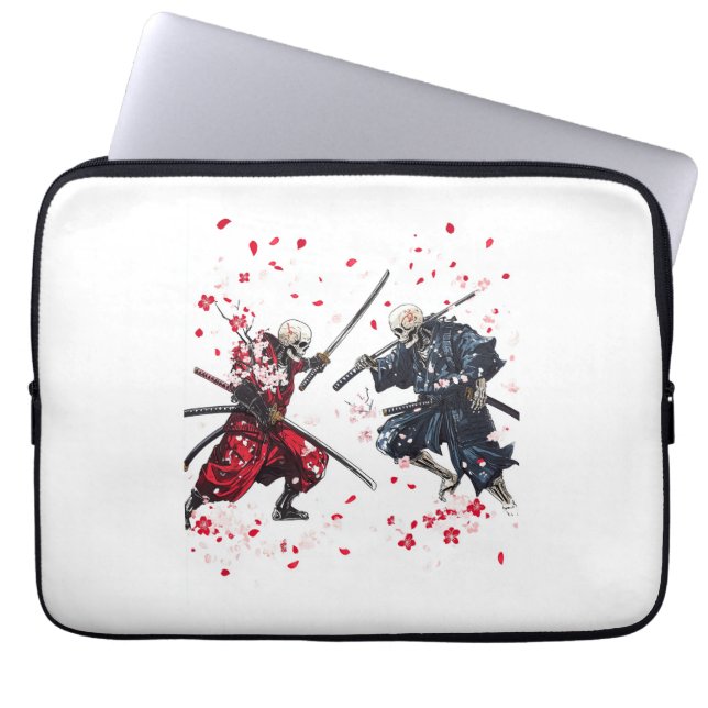Skull Samurai Duel Laptop Sleeve (Front)