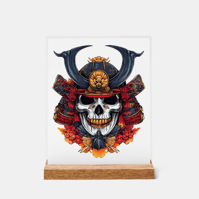 Skull Samurai Mask Acrylic Sign (Front)