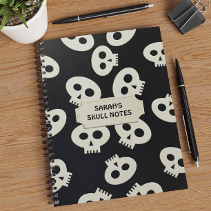 Skull School Notes Black Personalised Notebook