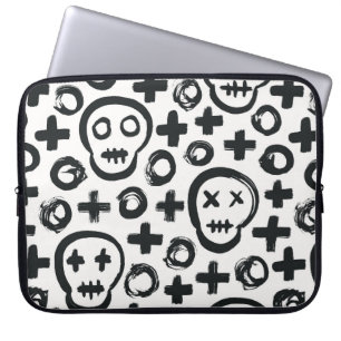 Skull seamless background. Surface decoration with Laptop Sleeve
