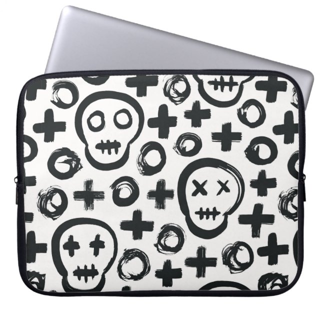 Skull seamless background. Surface decoration with Laptop Sleeve (Front)