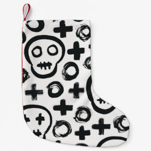 Skull seamless background. Surface decoration with Small Christmas Stocking