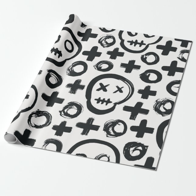 Skull seamless background. Surface decoration with Wrapping Paper (Unrolled)