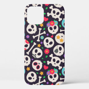 Skull set. Seamless pattern with flat design of sk iPhone 12 Case