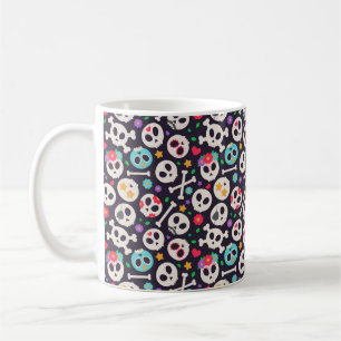 Skull set. Seamless pattern with flat design of sk Coffee Mug