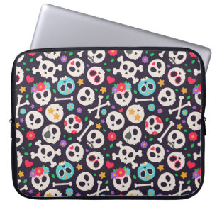 Skull set. Seamless pattern with flat design of sk Laptop Sleeve