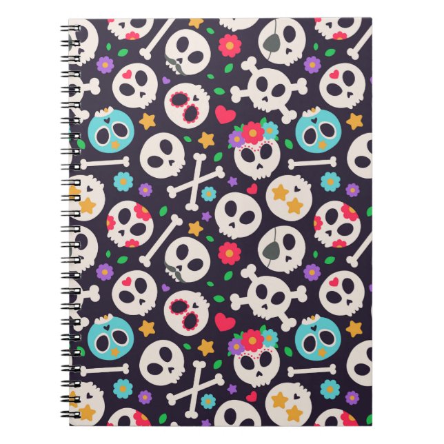 Skull set. Seamless pattern with flat design of sk Notebook (Front)