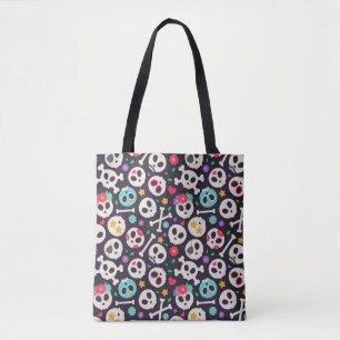 Skull set. Seamless pattern with flat design of sk Tote Bag