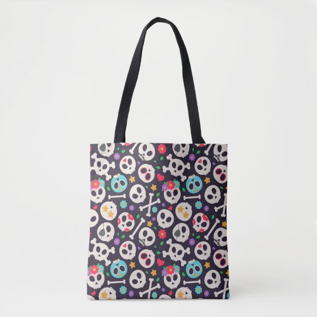 Skull set. Seamless pattern with flat design of sk Tote Bag (Front)