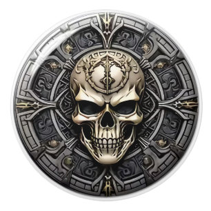 Skull Shield Design Gothic Ceramic Knob