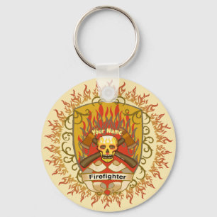 Skull Shield Firefighter  Key Ring