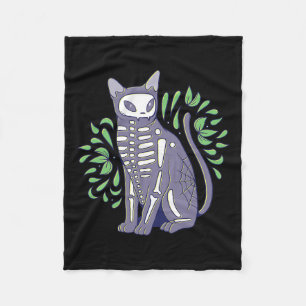 Skull Shirt - Kitty Skeleton Halloween Costume Sku Fleece Blanket